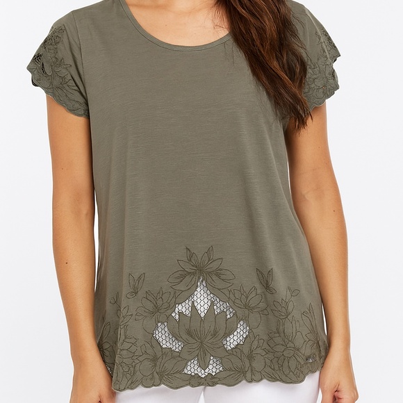 ADIVA Tunic Olive Green with Lace Embroidered Embellishments Size Medium… - Picture 1 of 8